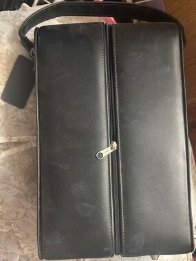 Black Leather 3/4 zip  Bag by TOPPERS